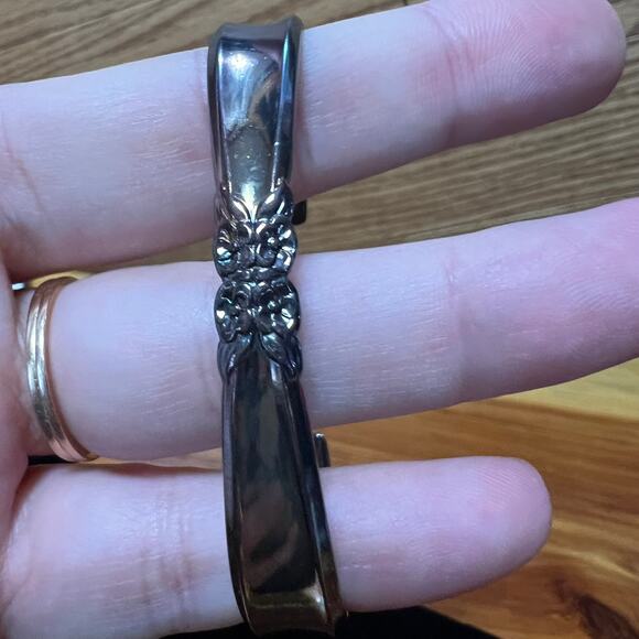 Vintage Handmade Bracelet Silver Tone Made From Rogers Silverware Unique Jewelry - Picture 7 of 8